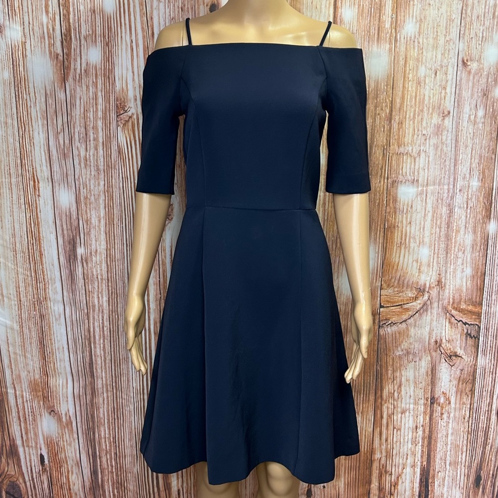 H&M Dark Blue Off-The-Shoulder Fit & Flare Dress